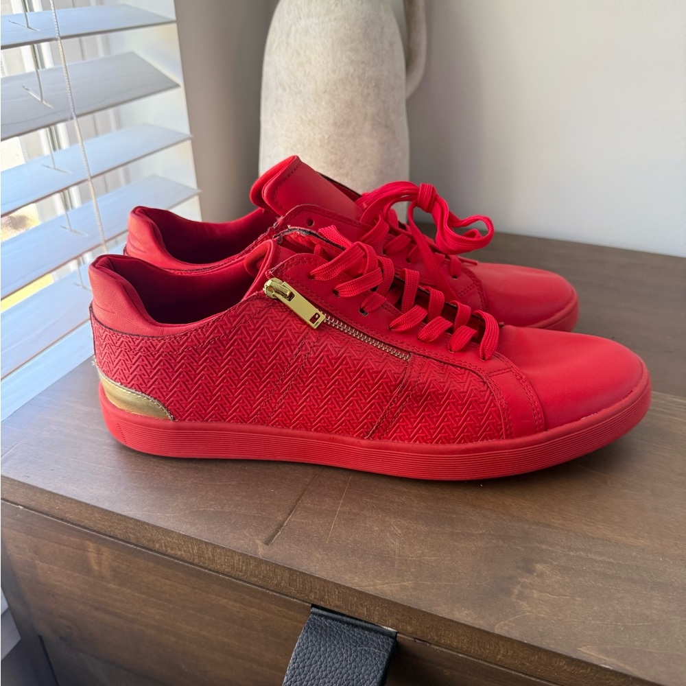 Aldo men’s sneaker size 10.5 Red Sneakers with Gold Accent
